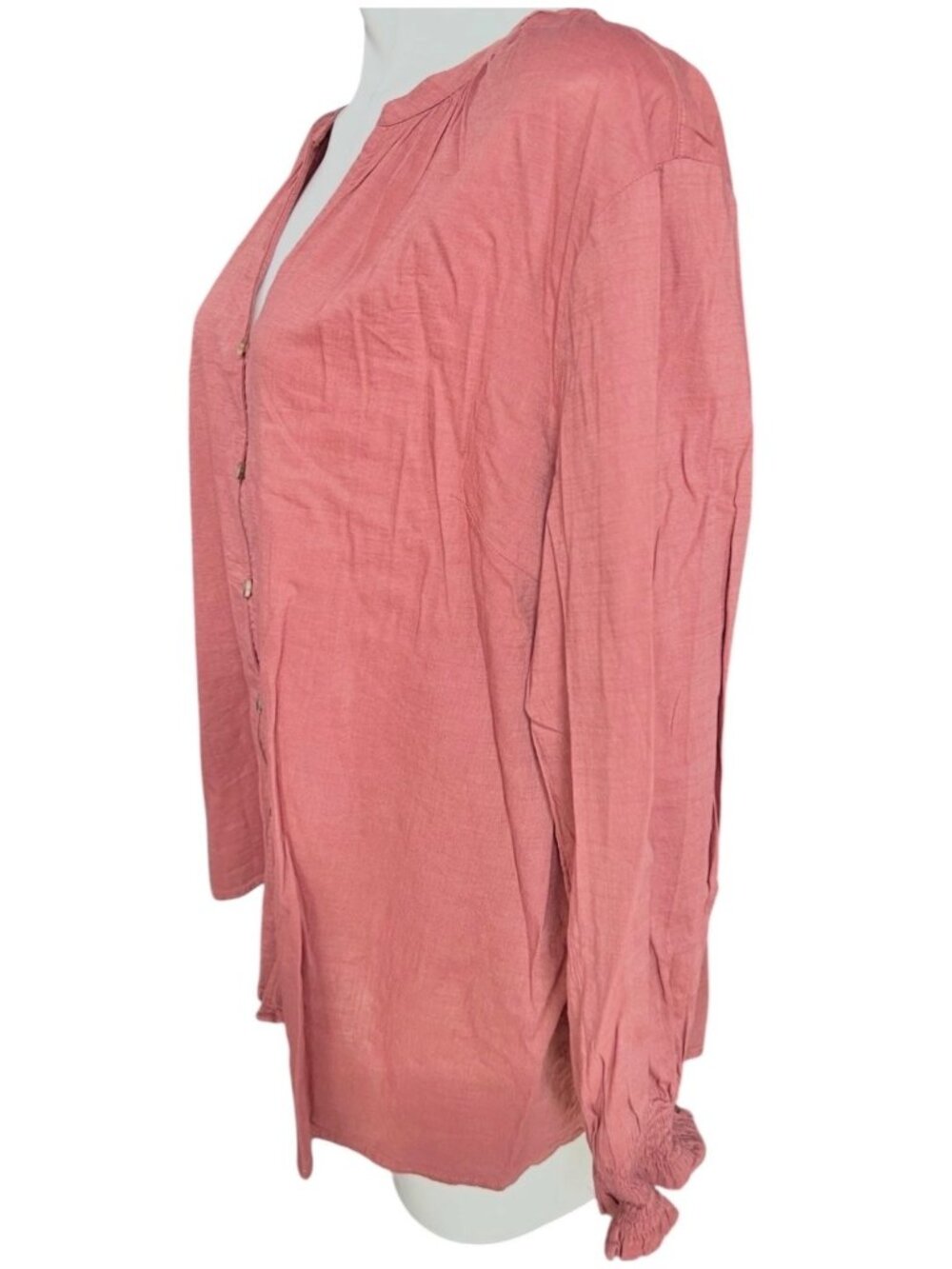 SonomaTop Womens 2X Dark Peach Long Sleeve Button Front Cotton/Rayon Peasant - Picture 2 of 8